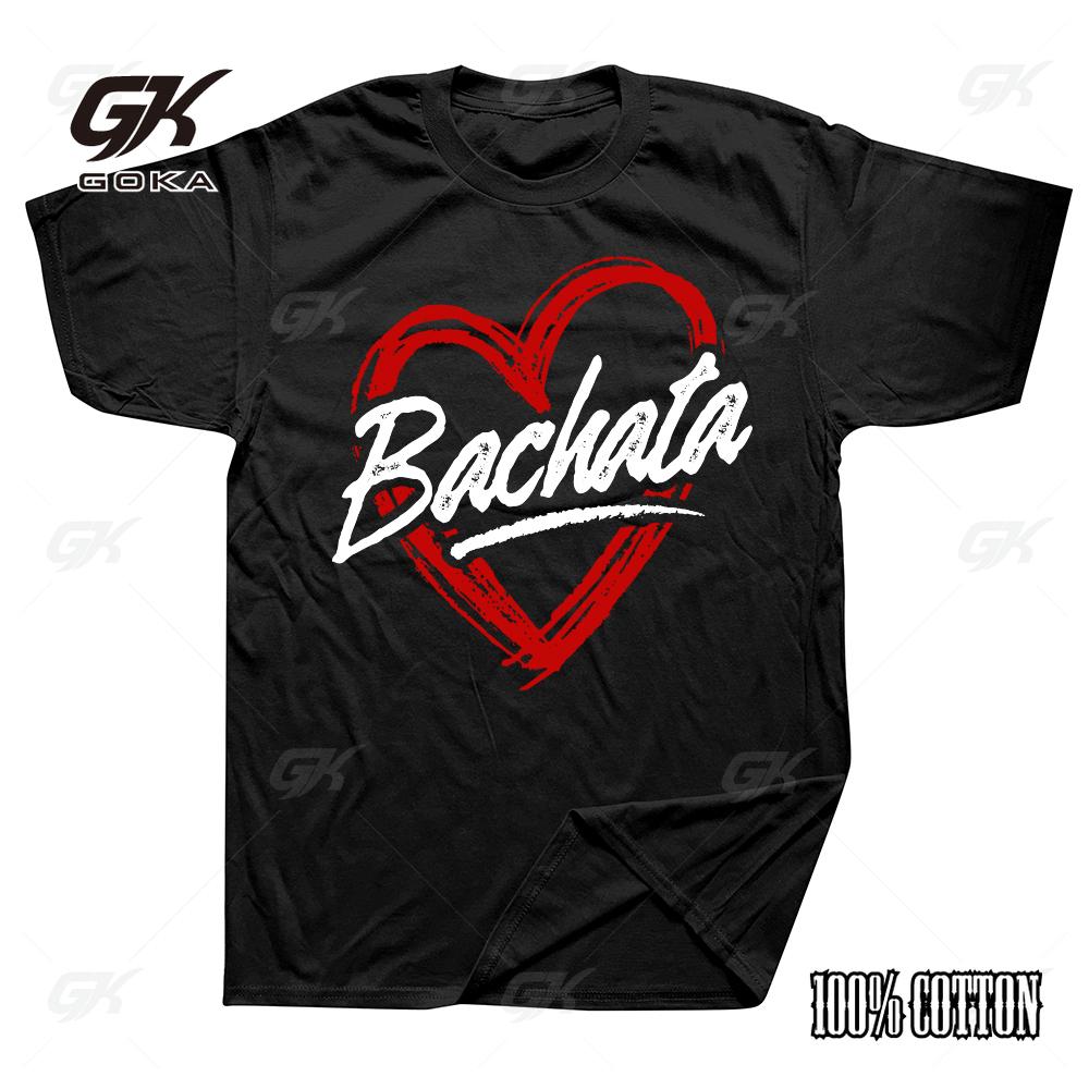 Funny Bachata Heart Love T Shirts Men Summer Cotton Harajuku Short Sleeve Casual Streetwear Black Salsa Dance Dancing T-shirt