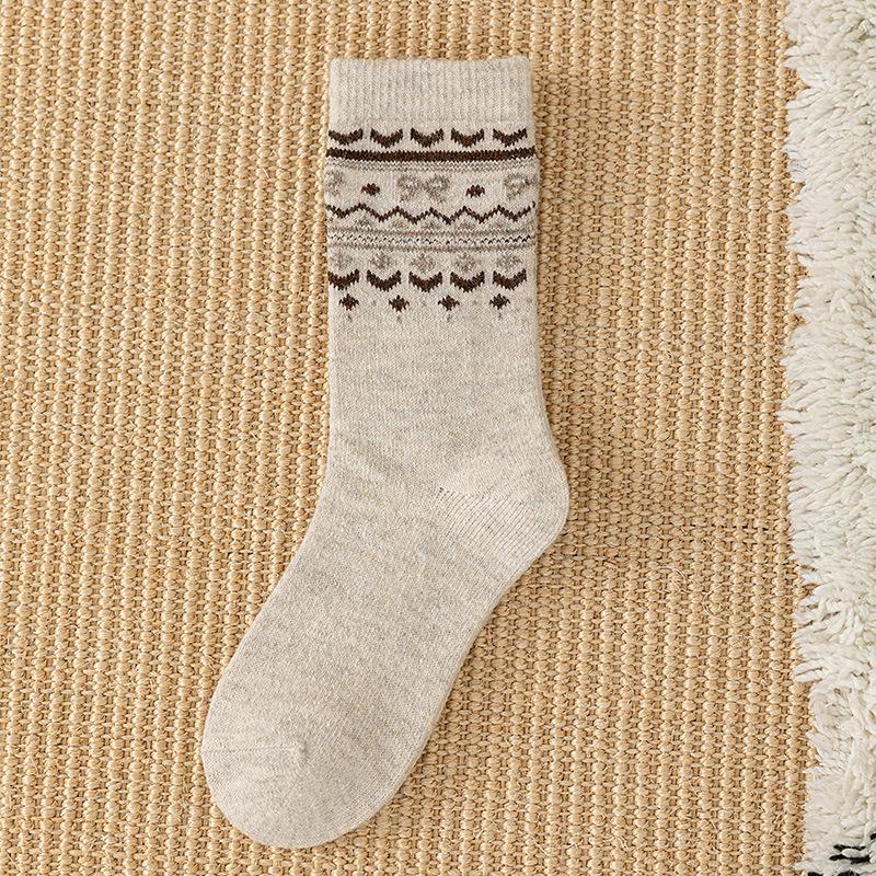 Coffee Color Medium Wool Socks Casual Retro Style Thickened Warm Thick Socks
