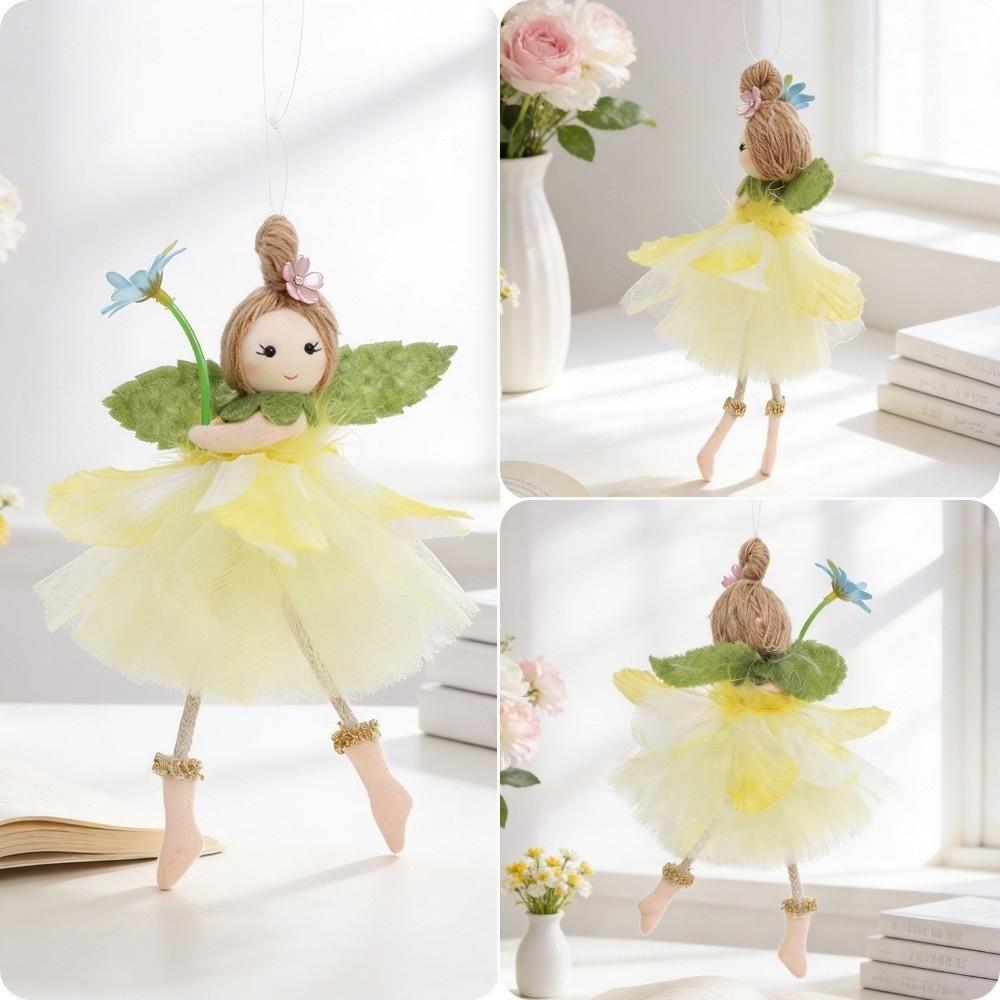 Long Legs Flower Fairy Ornaments with Flower Skirt Girl Hanging Doll  Baby Shower