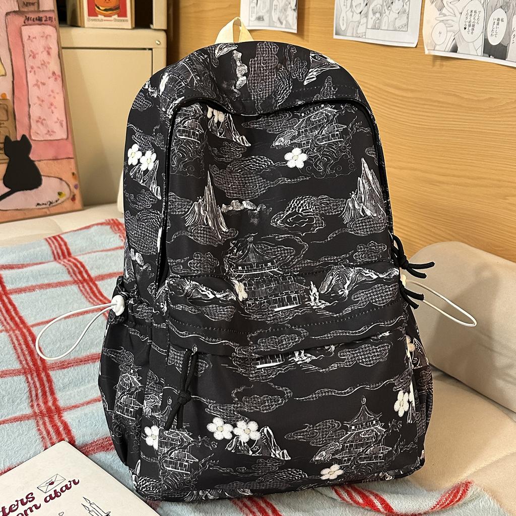 Schoolbag new national style graffiti printing backpack female trendy cool high school college student schoolbag junior high school student casual