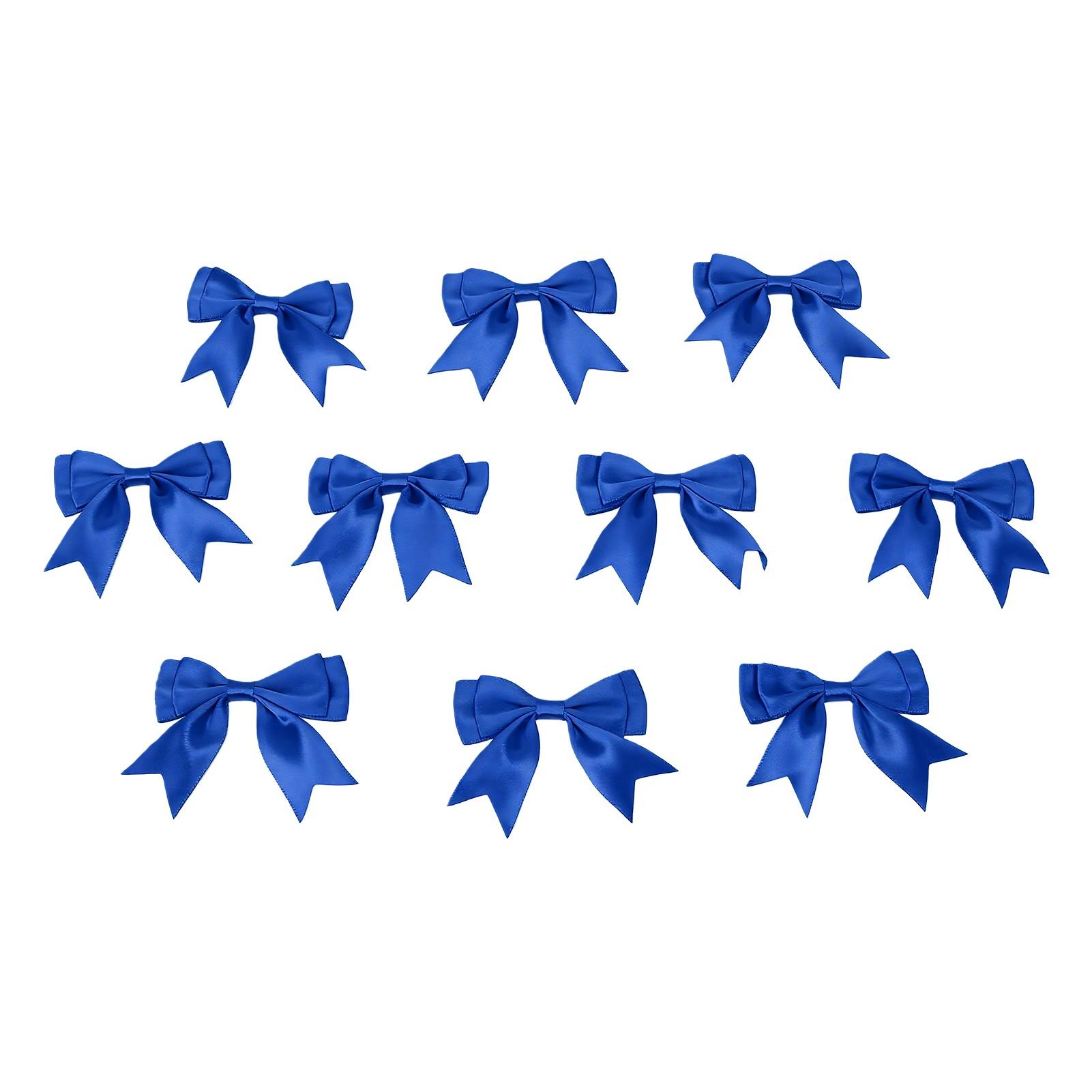 10 Stuks Satijnen Lint Strikken Herbruikbare Cadeauverpakking Strikken voor Knutselen Taart Decoratie DIY Haarklem marineblauwe kleur