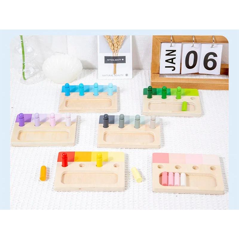 Wooden Montessori Toy Color Sense System Training Wood Insert Board 24 Color Children's Color Cognitive Matching Educational Toy