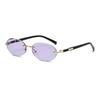Fashionable Retro Oval Sunglasses Metal Frame UV400 Protection for Driving Riding Stage Performances