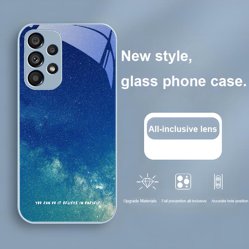 Brilliant Starry Sky For Samsung Galaxy S23 24 Plus S20 21 FE S25 Ultra A70 72 73 51 52 53 Tempered Glass Phone Case