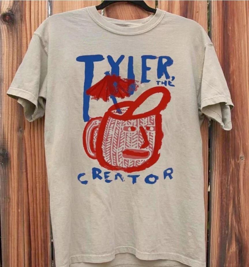 

Футболка с коротким рукавом песочного цвета с принтом концерта рэп-тура Tyler The Creator S-5XL Унисекс XXXXL