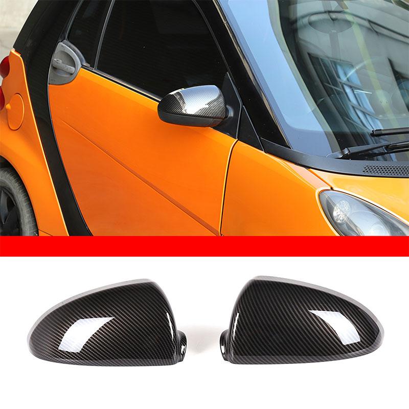 2pcs Carbon Fiber Car Side Rearview Mirror Cap Cover Trim For Smart Fortwo Forfour W451 W453 2009‑2025 Exterior Accessories