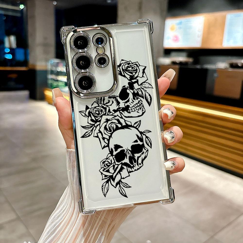 Horror Black Skull Skeleton Coque For Galaxy S26 Ultra Phone Case For Samsung S26 S25 S24 S23 S21 Ultra S20 FE S25 Plus 5G Cover