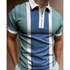 Men'S Polo Shirt Men'S Casual Short Sleeve Lapel T-Shirt 3D Printed Short Sleeve Zipper Polo