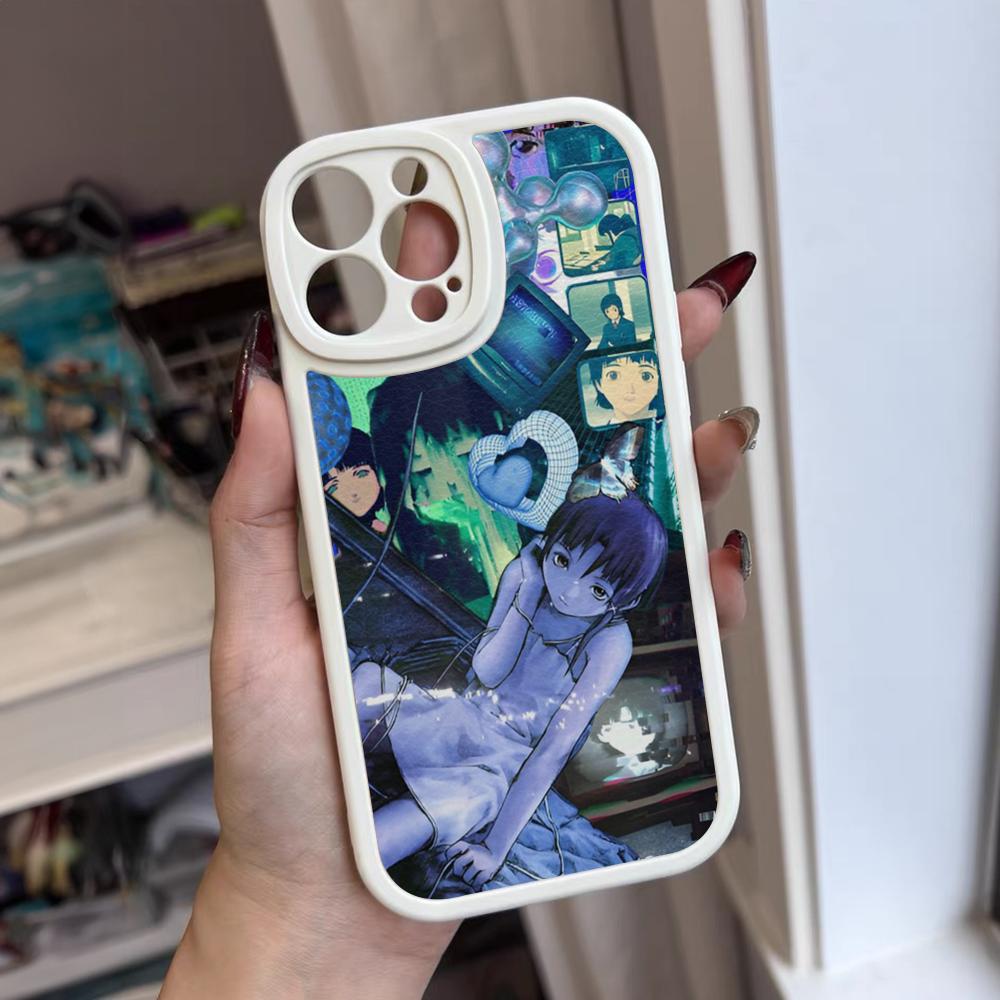 

S-Serial E-Experiments L-Lain Phone Case For Iphone 17 16 15 14 12 13 Pro Max 11 Mini Air Xs Puls Lambskin Silicone Cover iPhone 15