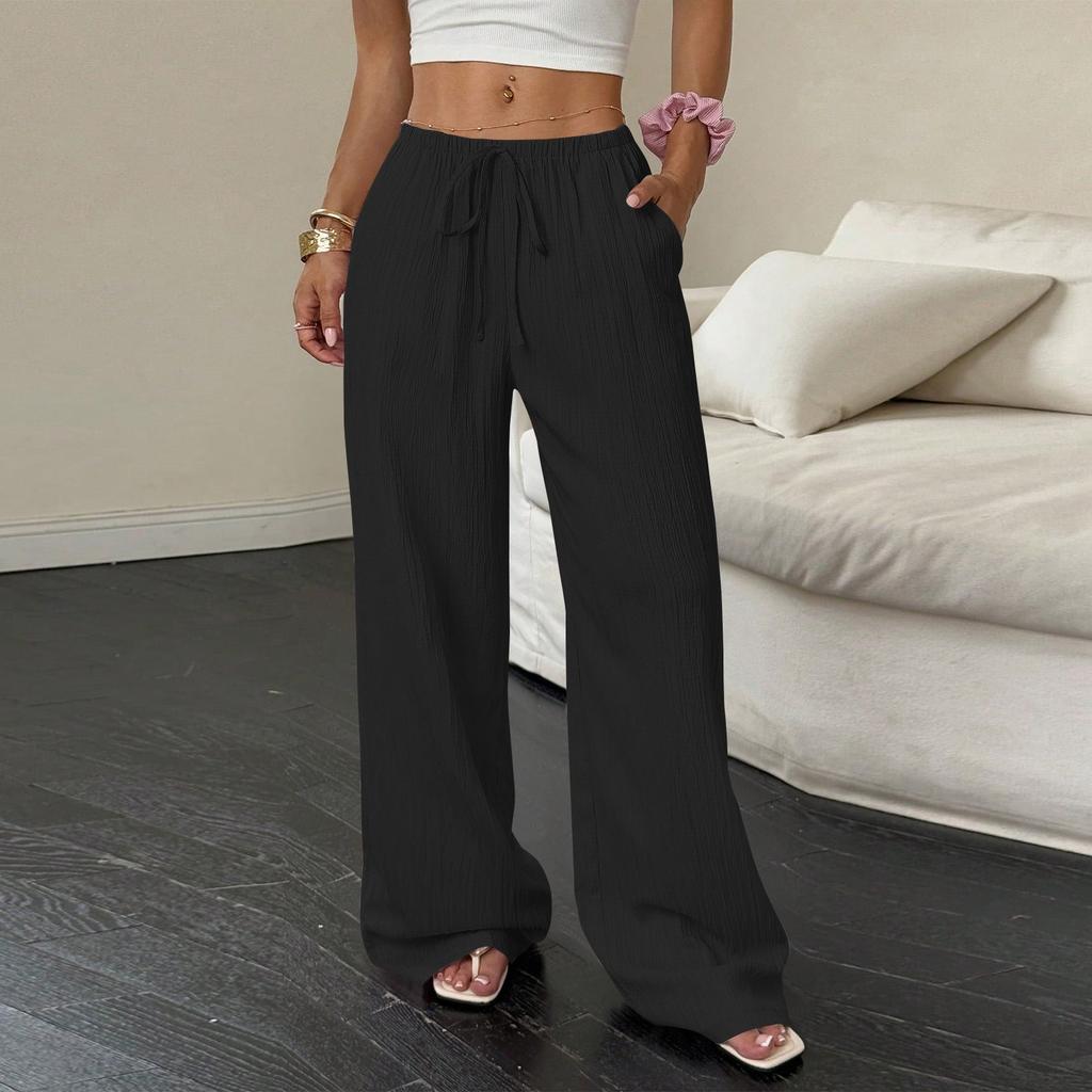 Women's Casual High Waist Loose Lace Wide Leg Pants