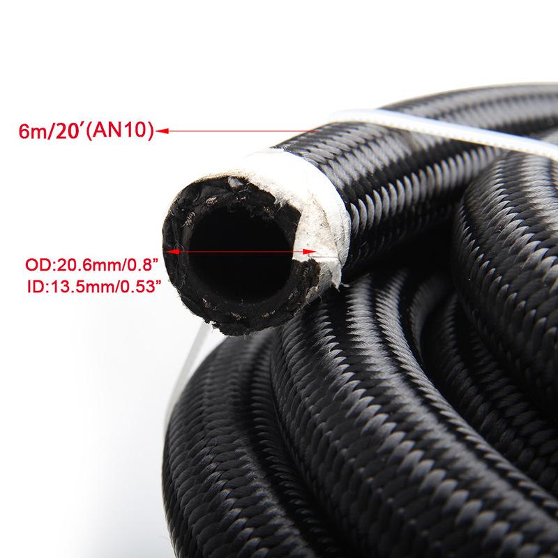 1M 3M 5M AN4 AN6 AN8 AN10 AN12 Universal Car Inside CPE Rubber Oil Gas Cooler Fuel Hose Tube Suit Nylon Braided