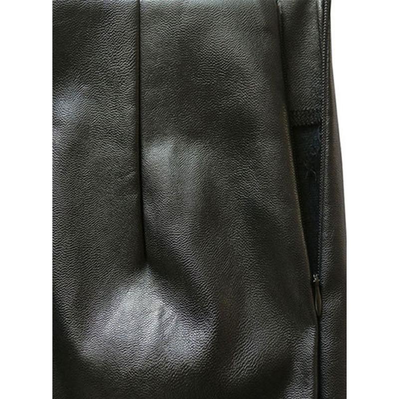Women Faux Leather Midi Pencil Skirt, High Waist Slim Bodycon Skirt, Front Split Wrap Skirt, Spring Fall Party Commuter Sheath Skirt for Ladies
