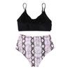 Two Piece Bikini Swimsuit for Women High Waist Bottom with Adjustable Straps and V Neck Top Tie Dye Print Swimwear Set
