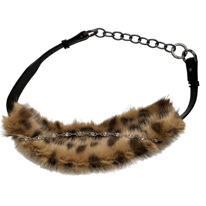 Stylish Leopard Patterned Faux Furs Waist Belt PU Leather Waist Chain Belt Perfect For Night Club And Festivals Event