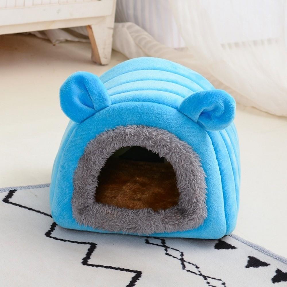 Pet Shelter Velvet Hamster Warm Nest Thickened Soft Winter Pet Shelter Comfortable with Ear Hamster Sleeping House Cold Weather