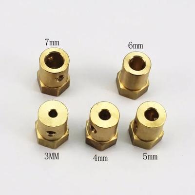 10pc 3/4/5/6/7mm Shaft Motor Flexible Coupling Tyre Wheel Brass Hex Coupler Set&wrench