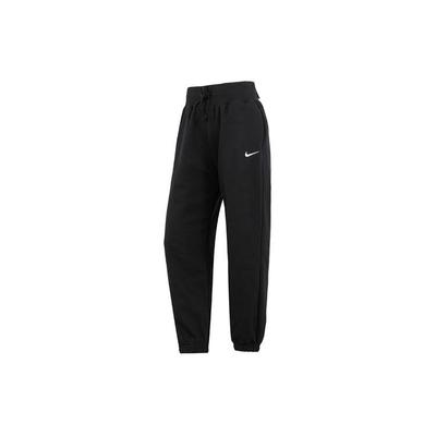Effen Logo Oversized Hoge Taille Fleece-Gevoerde Joggingbroek Damesbroeken Zwart DQ5888-010