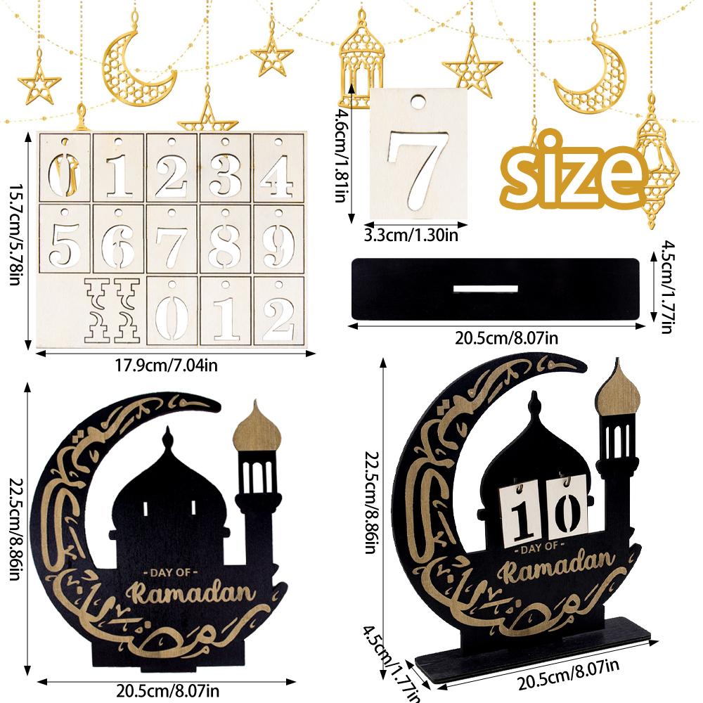 2025 Ramadan Adventskalender Eid Mubarak Acryl Countdown-Kalender Islamisches Muslimisches Festival Party Tisch Heimdekoration Ornament