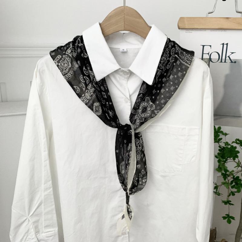 Cashew flower silk scarf new simple printing headscarf decorative scarf scarf small shawl triangular scarf tied waist