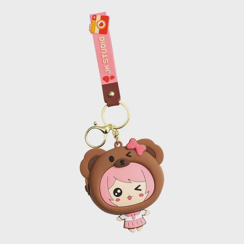 Silicone Bear Girl Coin Purse & Keychain Earphone Pouch