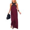 Women Evening Dress Cross Neck Off Shoulder Backless Robe Dress Solid Color Loose