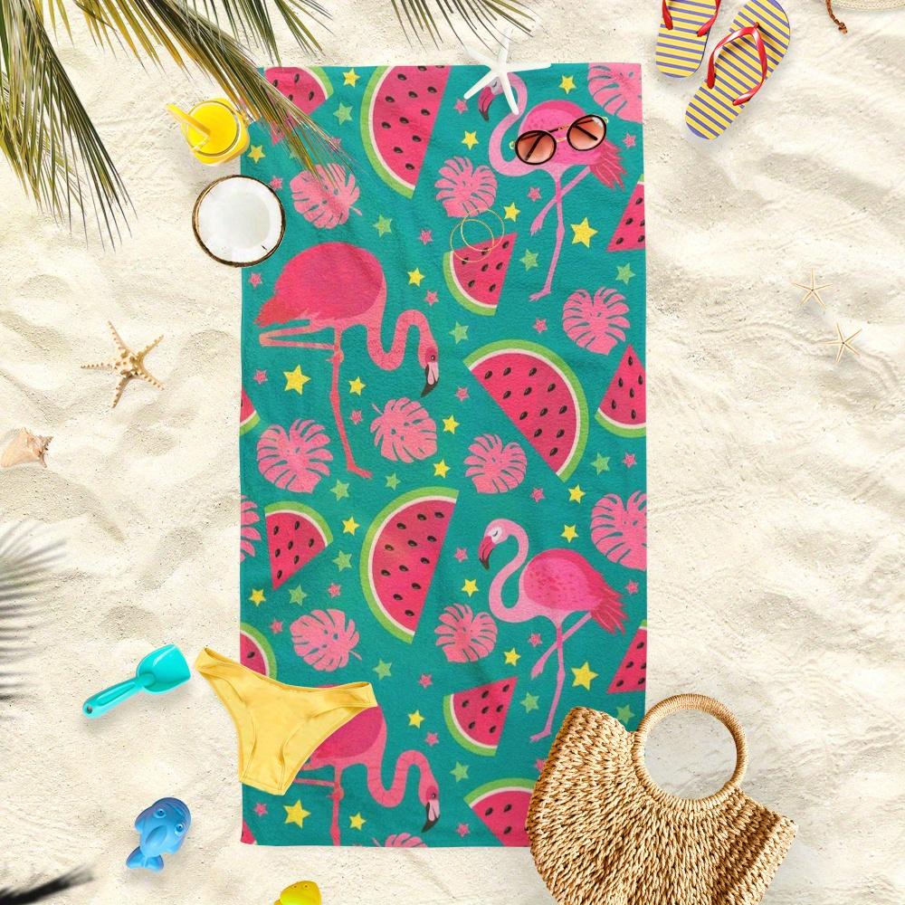 Sommerparadies Flamingo Wassermelone Tropisches Handtuch, Schnelltrocknende Mikrofaser für Strand-Pool-Spaß