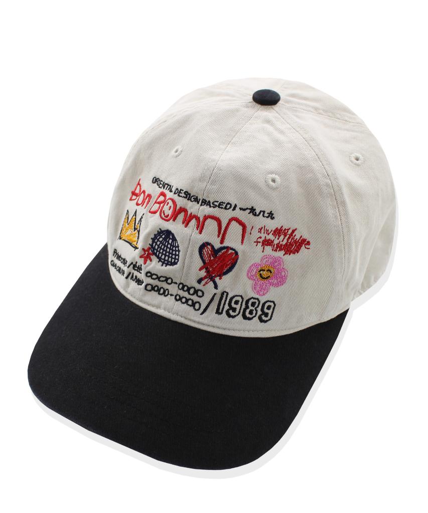CONICHIWA BONJOUR Cb Graffiti Cap (Ivory/Black)