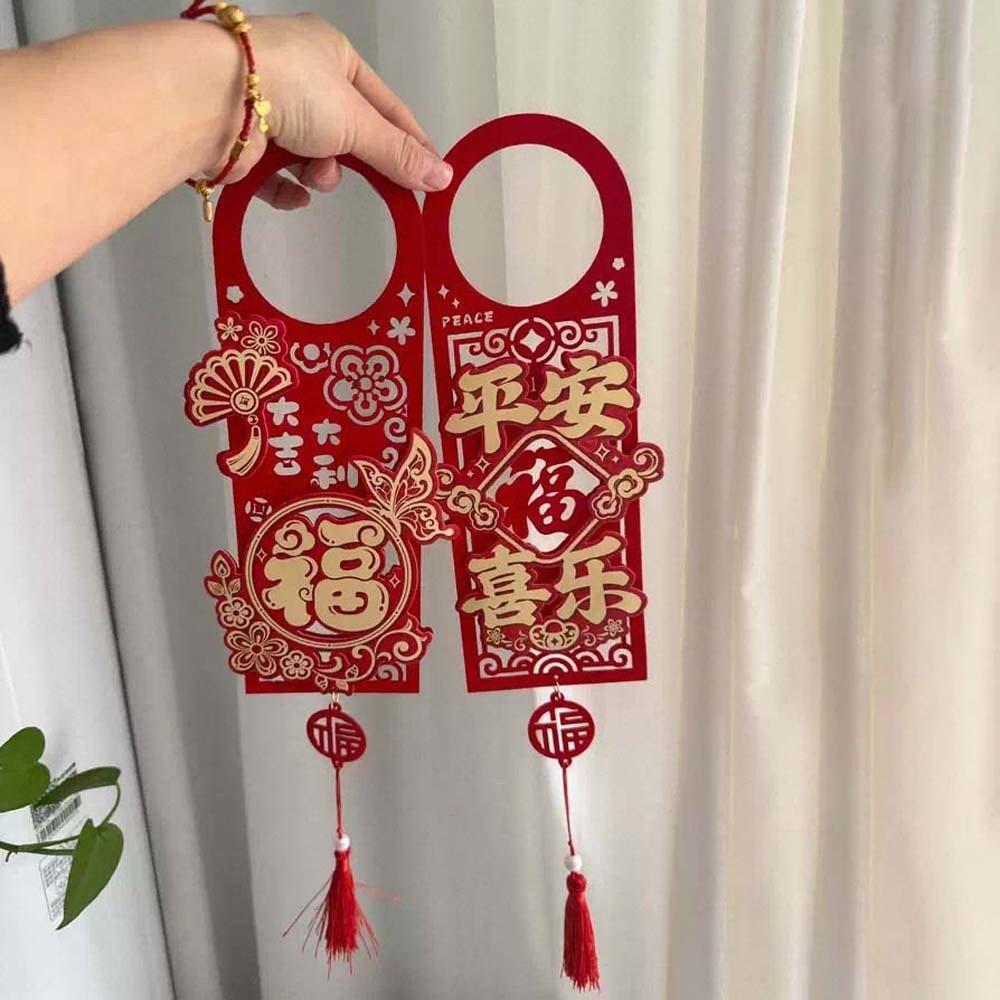 Cartoon Horse Year Doorknob Pendant with Tassel Spring Festival Lucky Pendant  Home Decoration