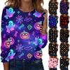 Women's Casual Long Sleeve Top Halloween Print Round Neck Pullover Lightweight Comfortable Fit Seasonal Graphic Shirt