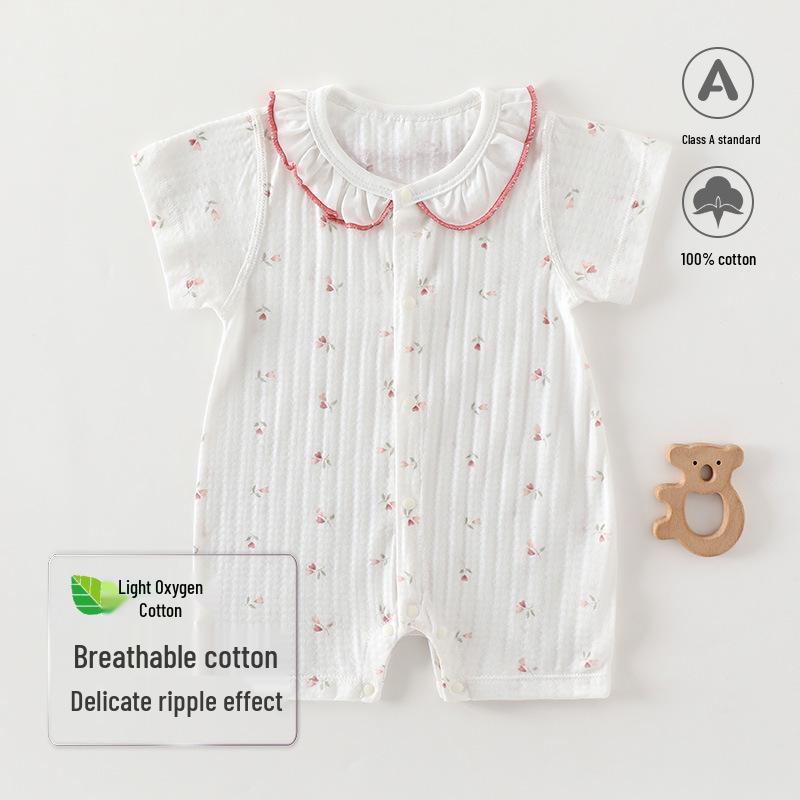 Summer Oxygen Cotton Baby Romper - A-Class Short Sleeve Bodysuit for Newborns