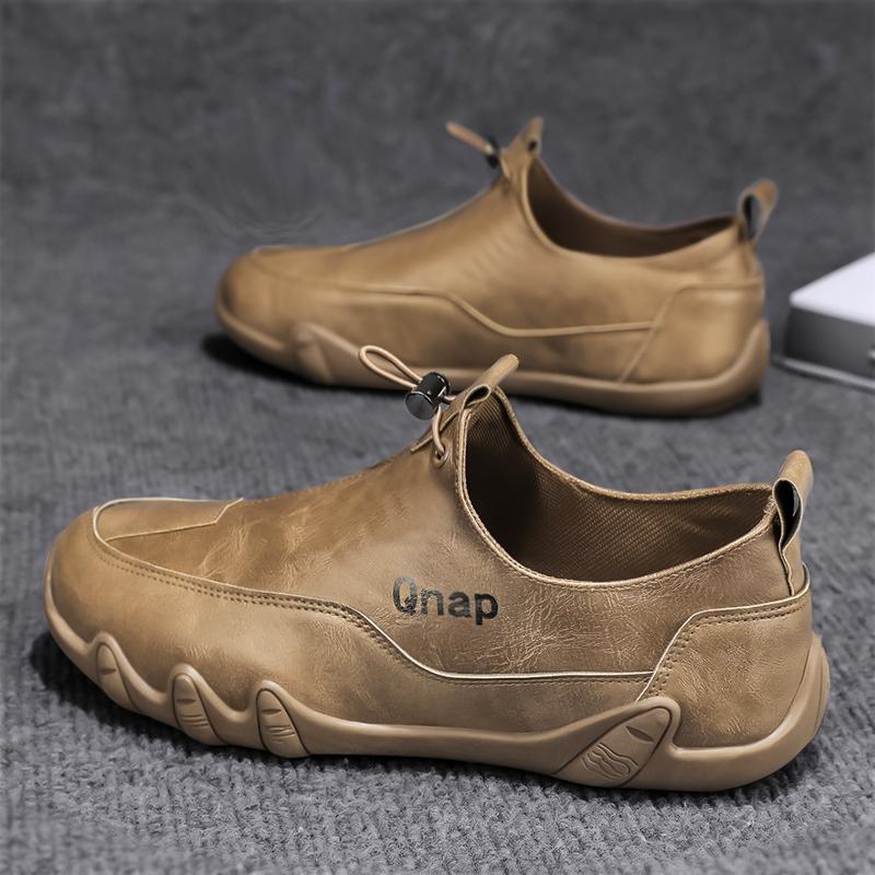 Autumn soft-soled wear-resistant leather shoes casual sports lazy labor insurance leather shoes 39 коричневый