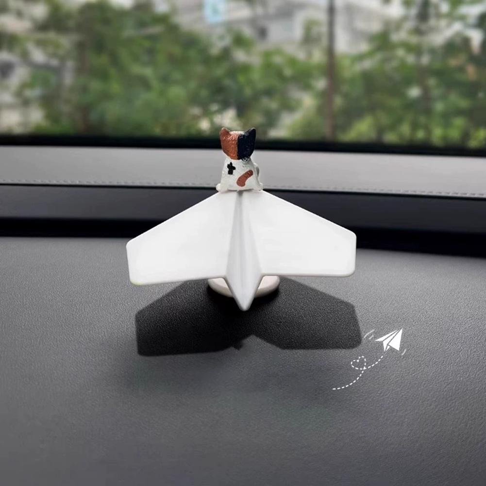 Creative Funny Cat Figurine 360° Rotating Aircraft Interior Accessories Ornaments Center Car Car Console O7J4