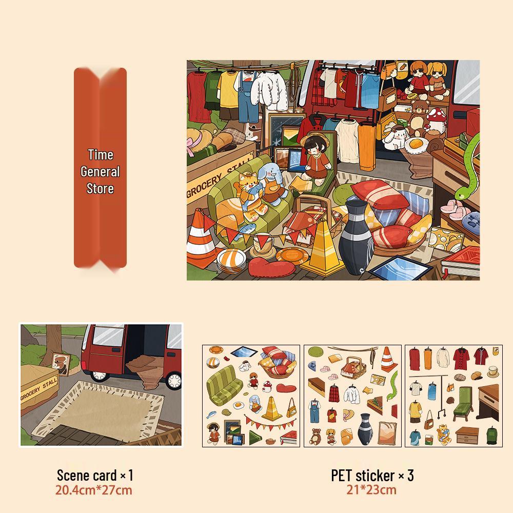 Micro Ink 3D Cartoon Decompression Stickers for DIY Miniature Scene Journals