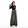 Army green utility jeans for women, new autumn American low-rise loose straight-leg versatile wide-leg pants
