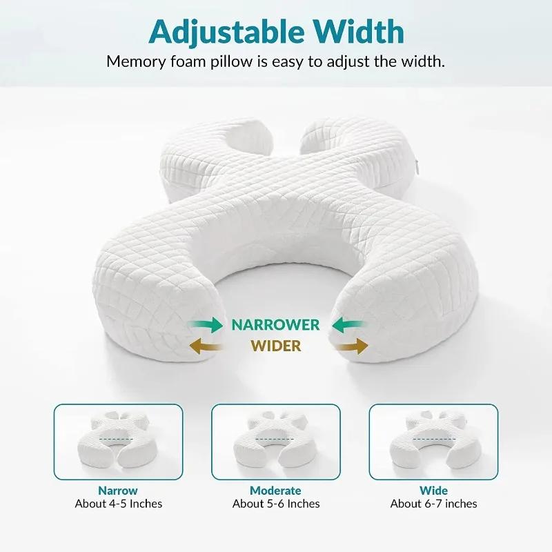 1pcs Memory Foam Beauty Pillow for Side Sleepers - Anti-Wrinkle & Neck Lines Face Design with Orthopedic Neck Support