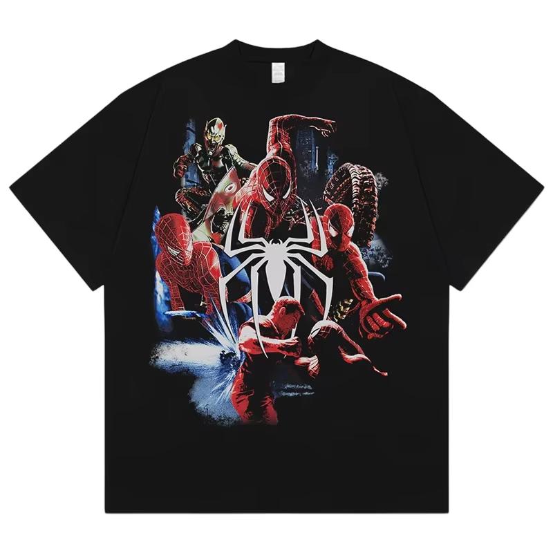 

2026 new SpiderUnisex Oversized Cotton TShirt Y2K Streetwear Retro Harajuku Punk Fashion Casual Short Sleeve Top for Unisex Women M