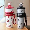 Ice Bar Mug 316 Stainless Steel Panda Thermos Cup 700ml Large Capacity Insulated Mug with Straw Fall-proof Car Coffee Mug Girl