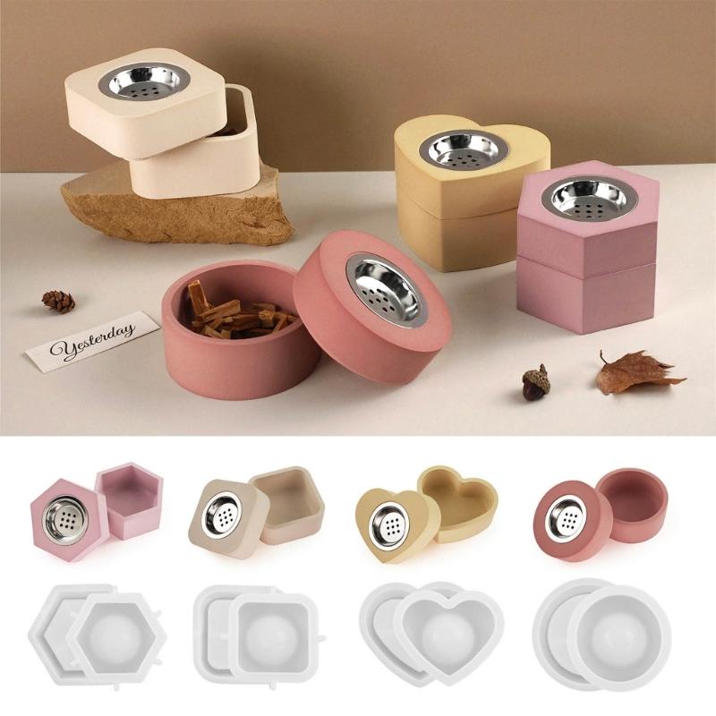 4 Sets Resin Case Molds Epoxy Resin Casting Molds for DIY Incenses Cone Holder