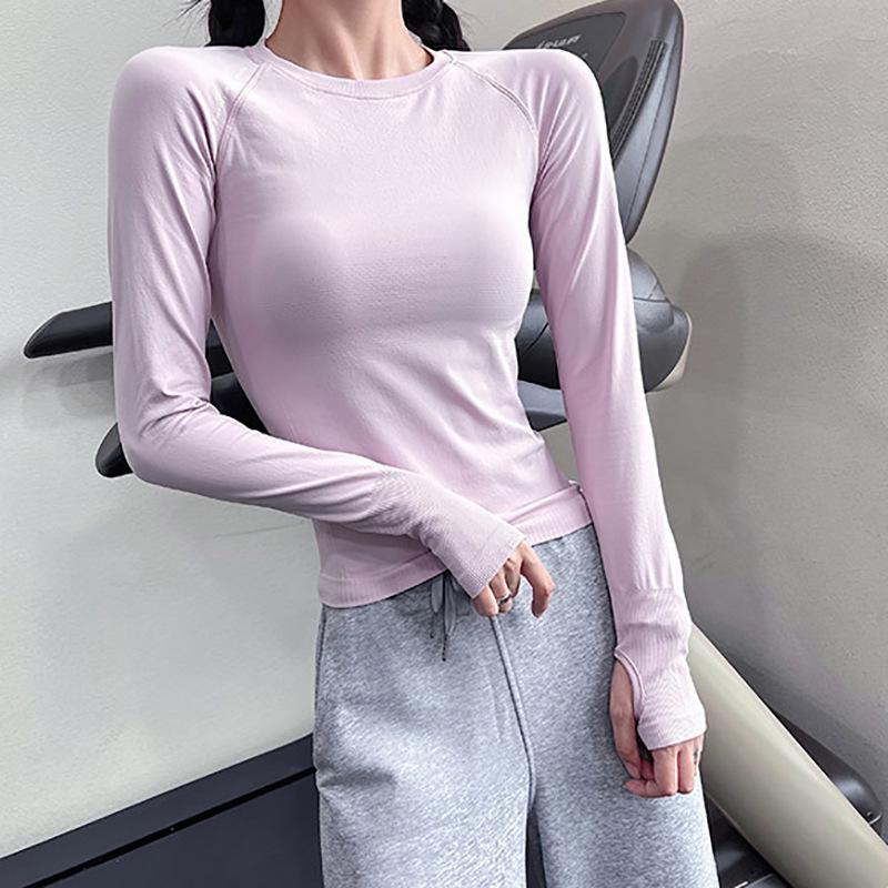 Women's Quick-Dry Long Sleeve Yoga Top - Breathable, Round Neck, Autumn/Winter Fitness Wear
