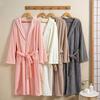 Pineapple Grid Quick-drying Coral Fleece Hooded Bathrobe – Skin-friendly, Warm, and Wearable for Winter Home Use.