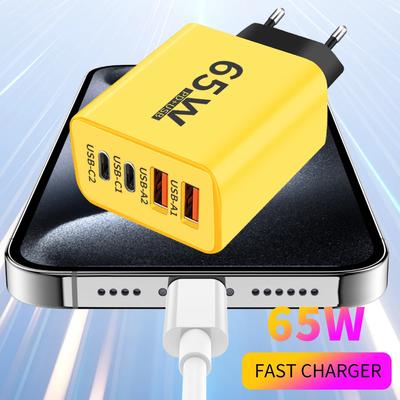 65W USB C PD Fast Charging Wall Adapter, US EU Plug Quick Charger with USB To Type C Data Sync Cable for Universal Mobile Phones