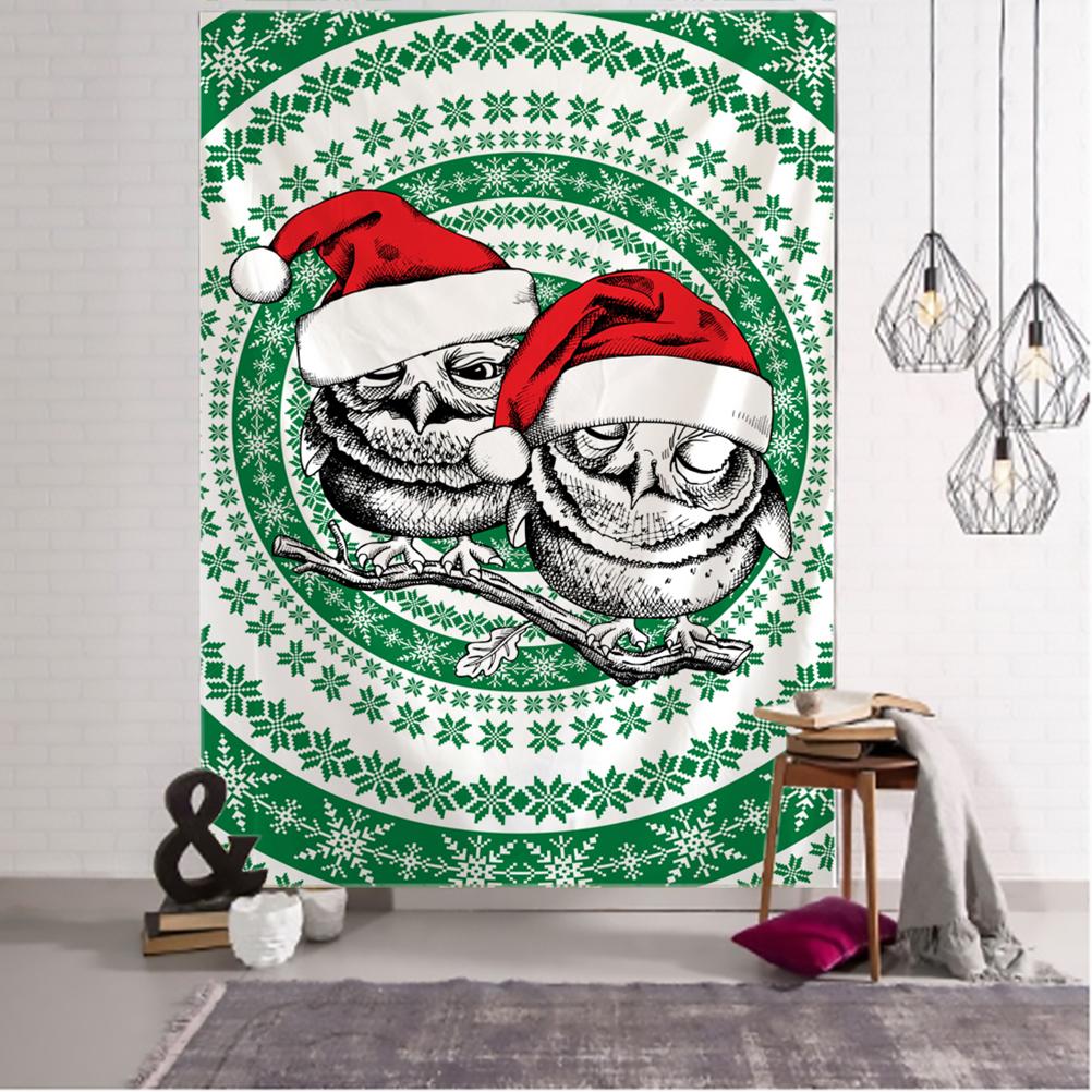 Christmas Woods Tapestry Wall Hanging Holiday Gift New Year Elk Snow Scene Psychedelic Witchcraft Home Decor