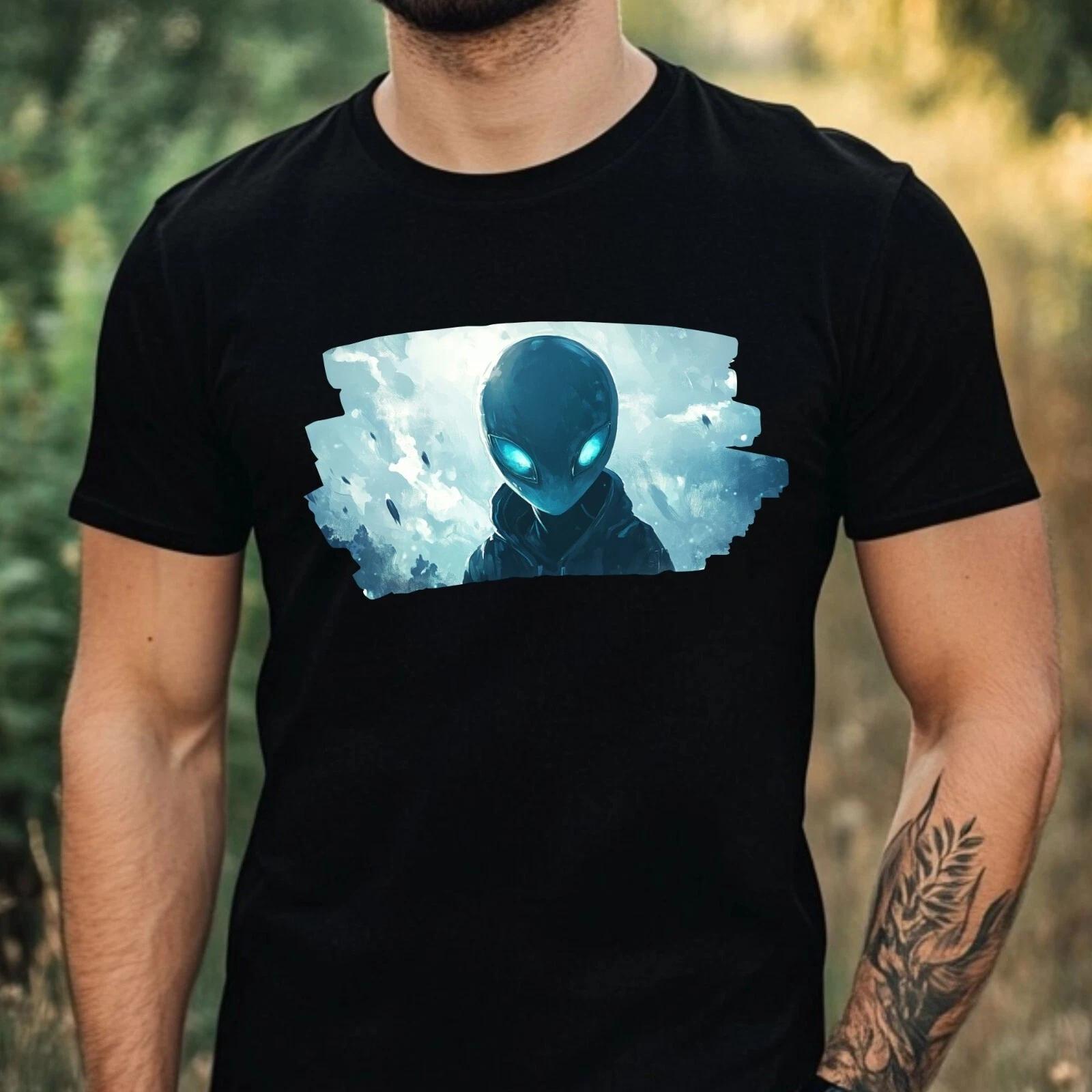 T-Shirt Herren Alien Portrait Motiv Baumwolle Größe XS bis 5XL L