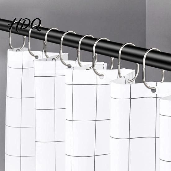 Hanger 12Pcs Coating Quick Curtain Rings Anti-rust Easily Shower Installation Glides Hooks Less Friction Bathroom