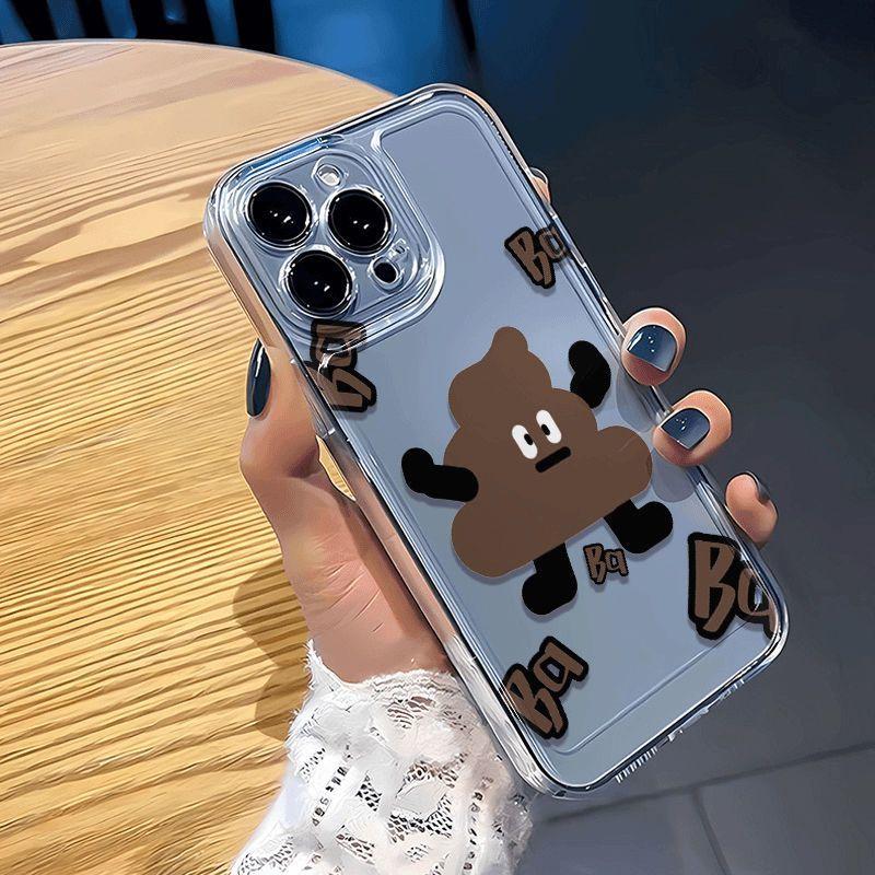 Cute Fun Poop Cartoon Character iPhone Case For iPhone 16 15 14 13 12 11 Pro Max XR XS MAX 7 8 PLUS MINI INS Transparent Cover iPhone 16 Pro Max