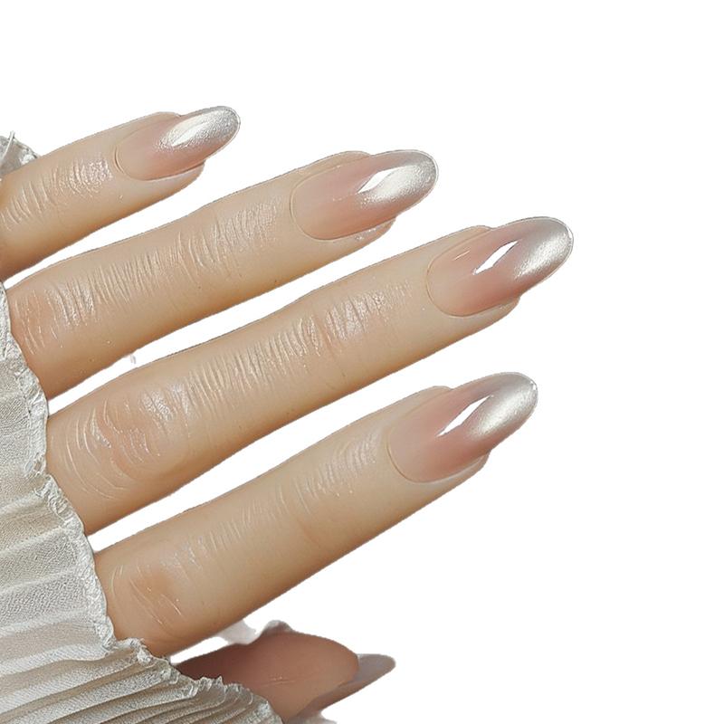 30Pcs Press On Nails French Tip Fake Nail Set Square Shape Reusable Stick-on For Women Girls Day Out