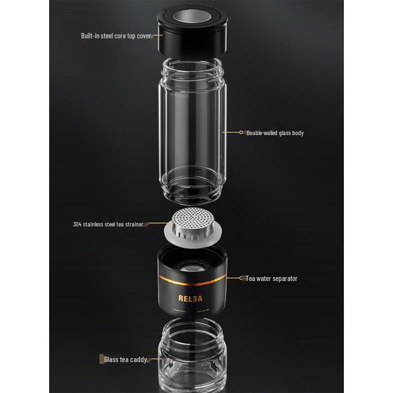 RELEA Portable Glass Tea Infuser Cup