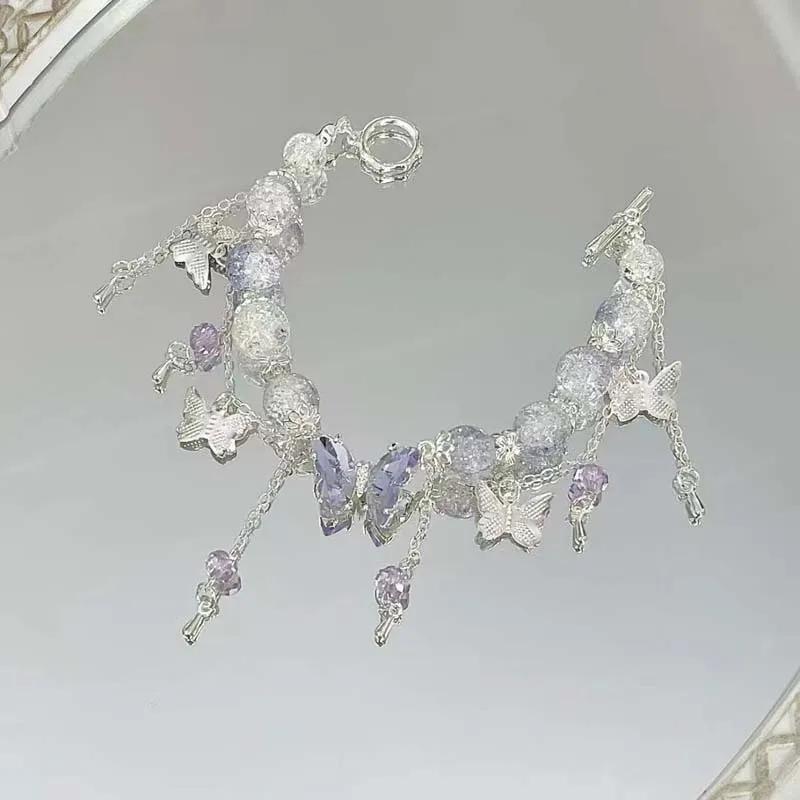 Spring Letter Peach Blossom Tassel Bracelet, Unique Design, New Handmade Beaded Cherry Blossom Jewelry
