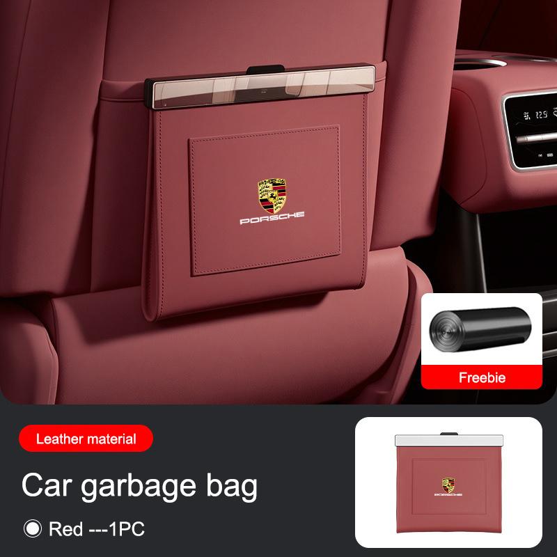 Magnetic Car Garbage Bag Waterproof Hanging Universal Trash For Porsche Cayenne Panamera Macan Boxster Cayman 718 911 Sticker