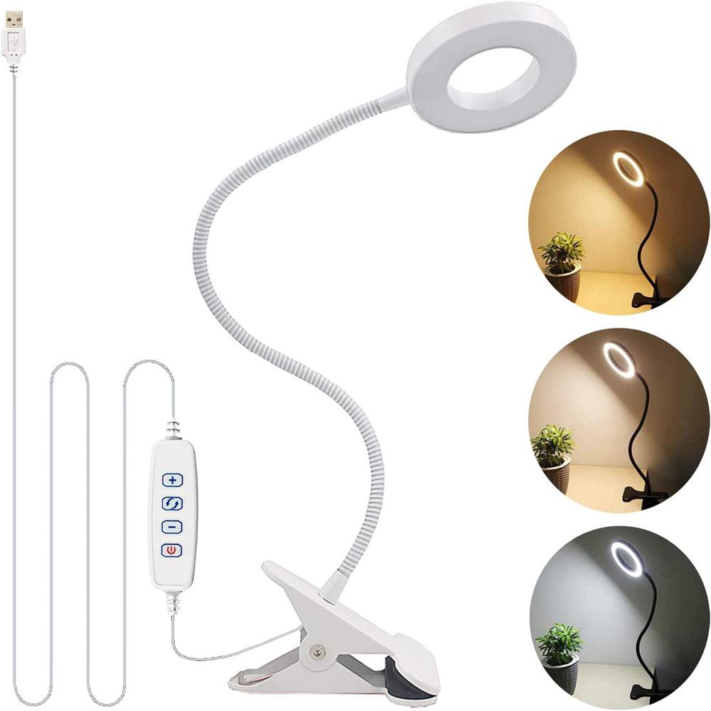 Creative USB Clip-On Table Lamp with Flexible Hose and 3-Color Dimming for Eye Protection and Reading
